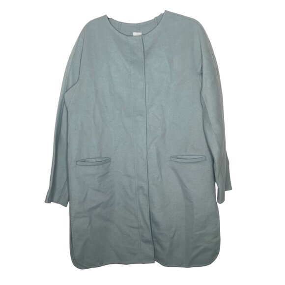 J.Jill  Wool Blend Coat Womens Size M Tall Jade Blue Snap Button Pockets Cardiga - Picture 1 of 12
